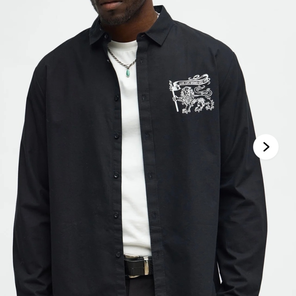 Fashion Nova Black Graphic Shirt Jacket